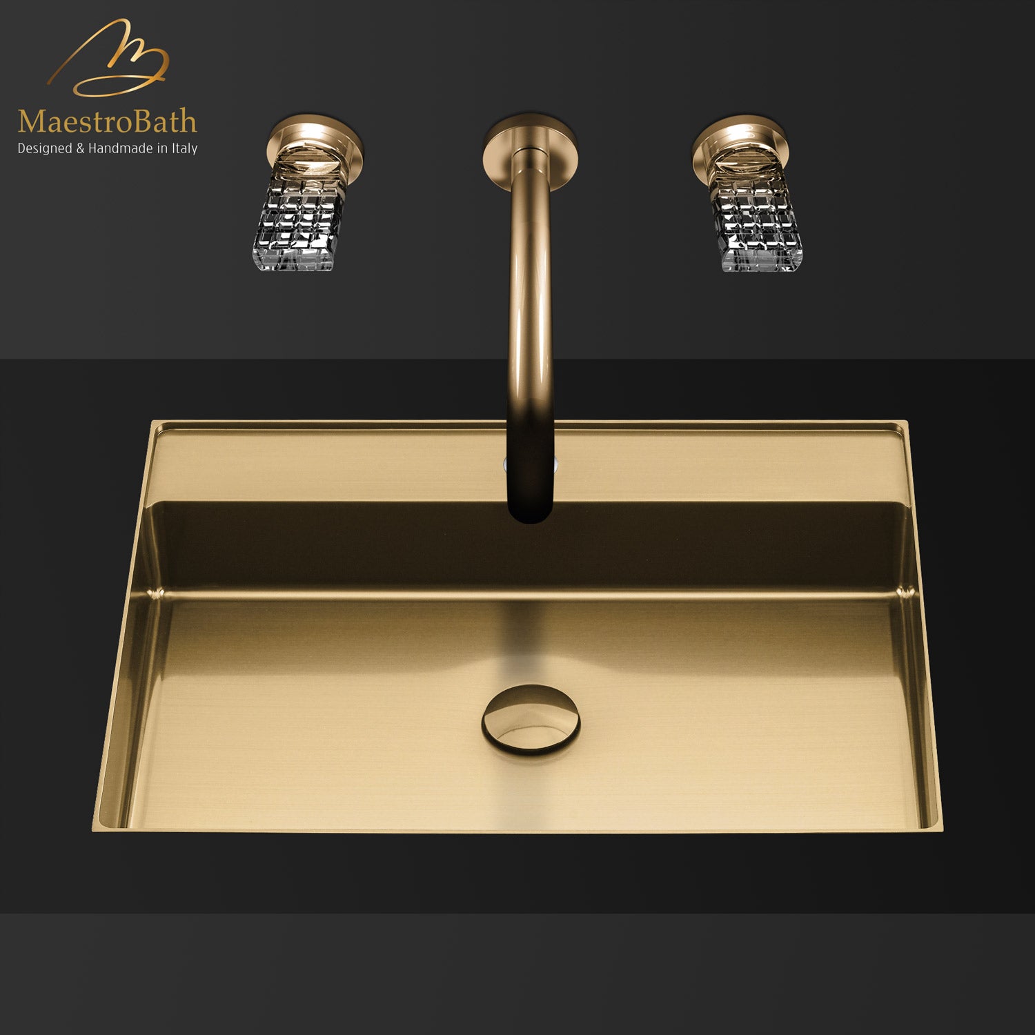 Modern Rectangular Under-mount Sink #color_brushed gold