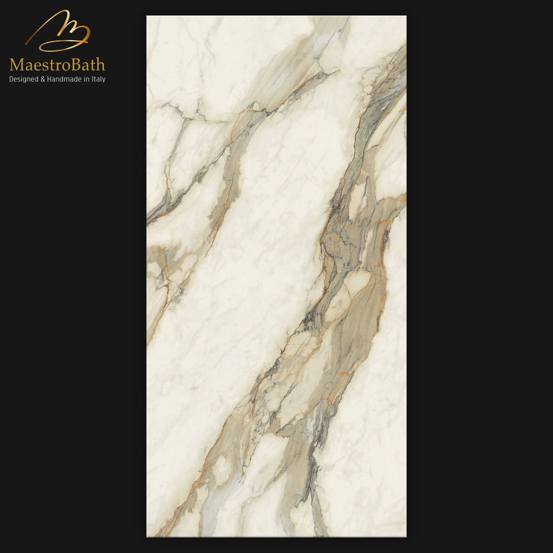 Calacatta Luxury Tile | White and Gold