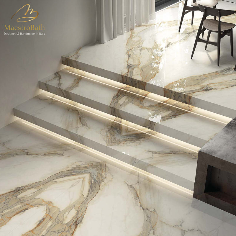 Calacatta Luxury Tile | White and Gold