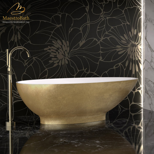 KOOL Luxury Freestanding Bathtub | Gold Leaf