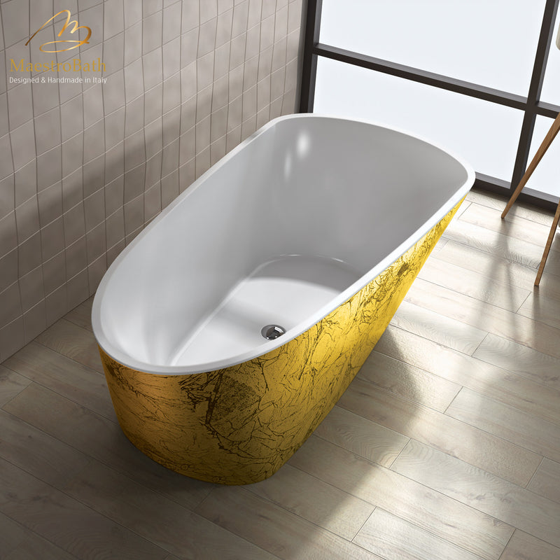 Sophia Luxury Freestanding Bathtub | Black and Gold