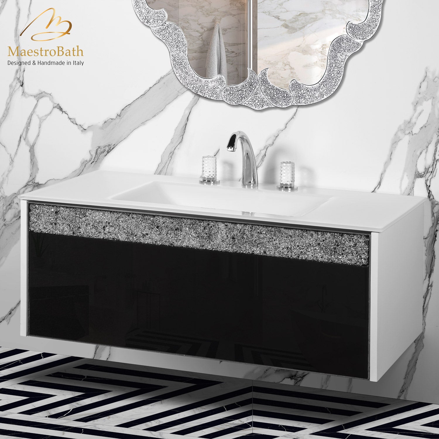 Alba Modern Single Integrated Glass Top Vanity #Size_40"