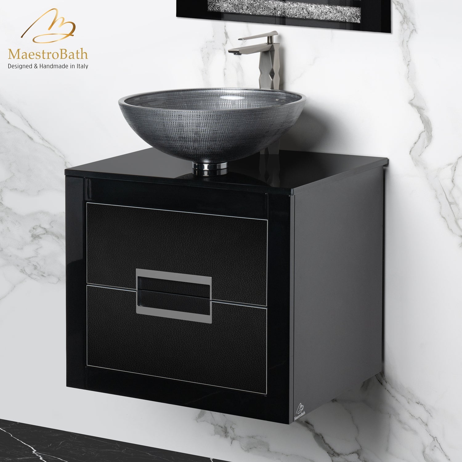 Danya 24 Inch | Modern Bathroom Vanity #color_black and silver