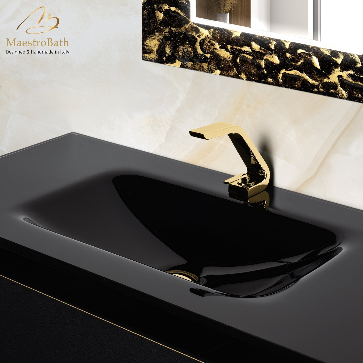 Danya 40 Inch | Modern Bathroom Vanity #color_black and gold