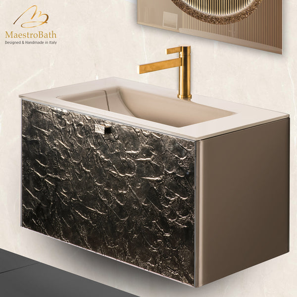 Luxury Murano Glass Wallmount Bathroom Vanity #color_bronze