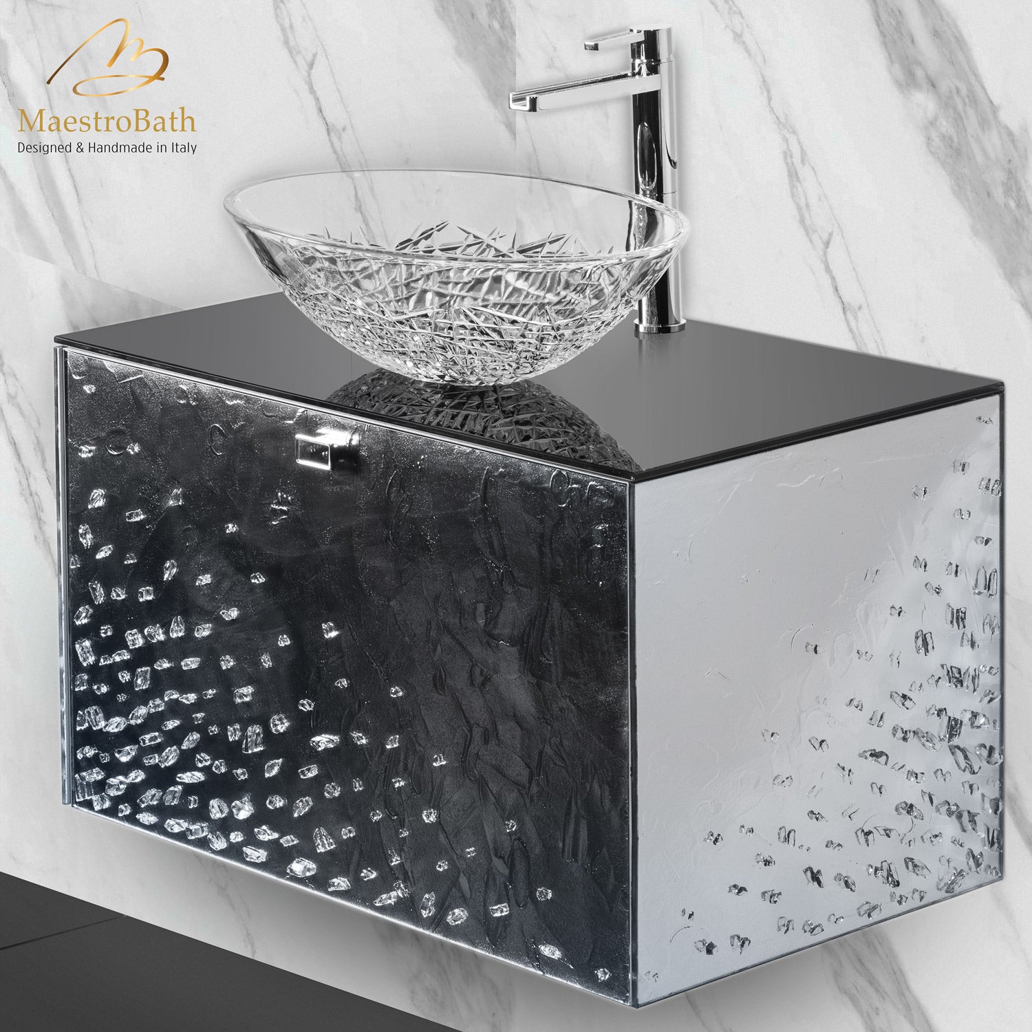 Luxury Crystal Wallmount Bathroom Vanity #Size_32"
