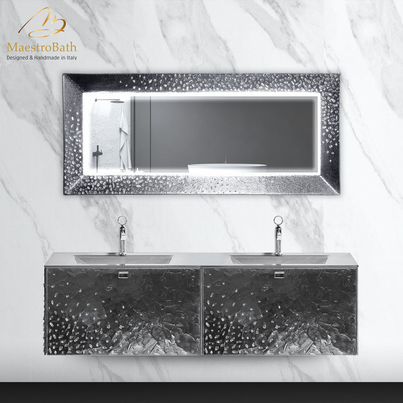 Luxury Crystal Wallmount Bathroom Double Vanity
