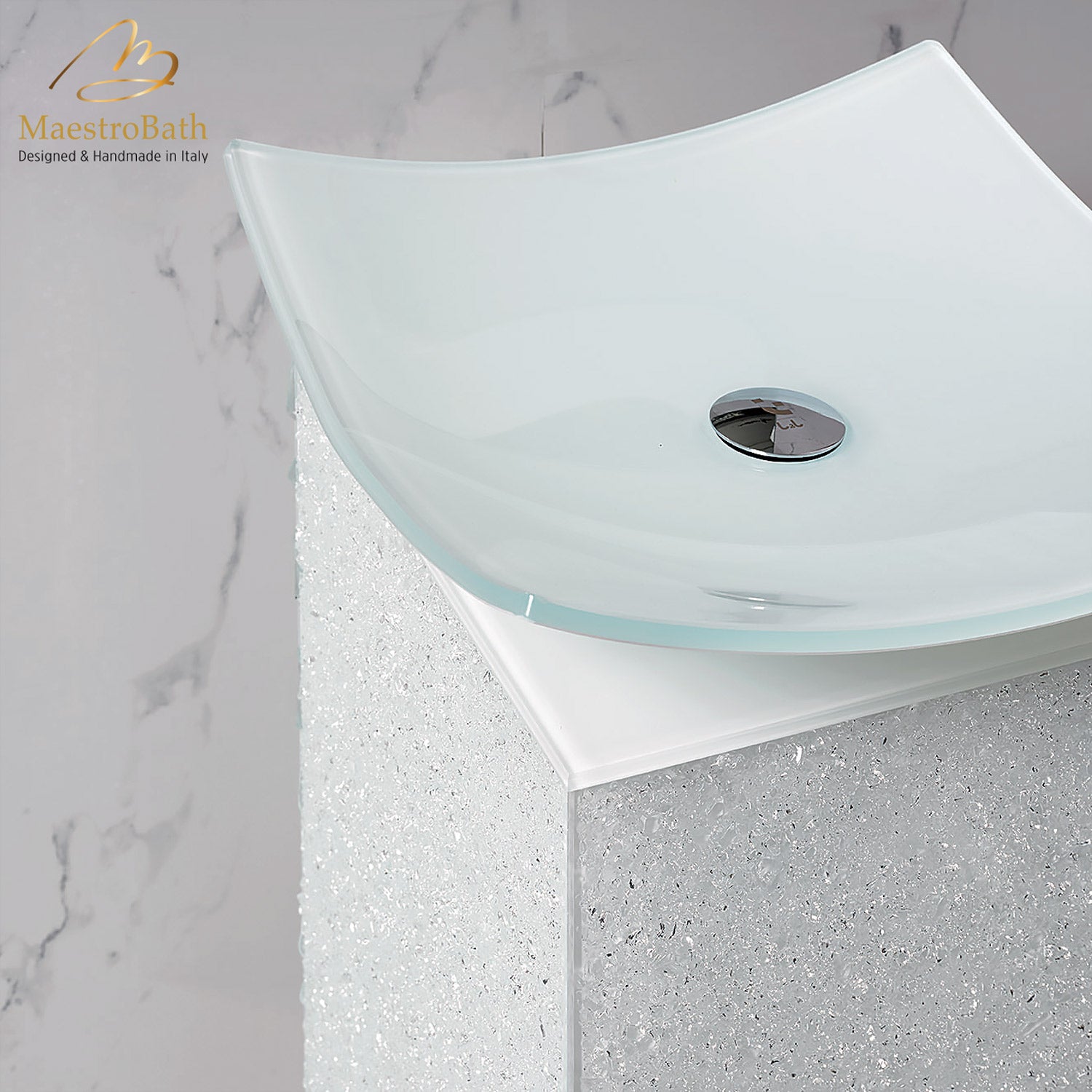 White Crystal Pedestal Sink #color_white