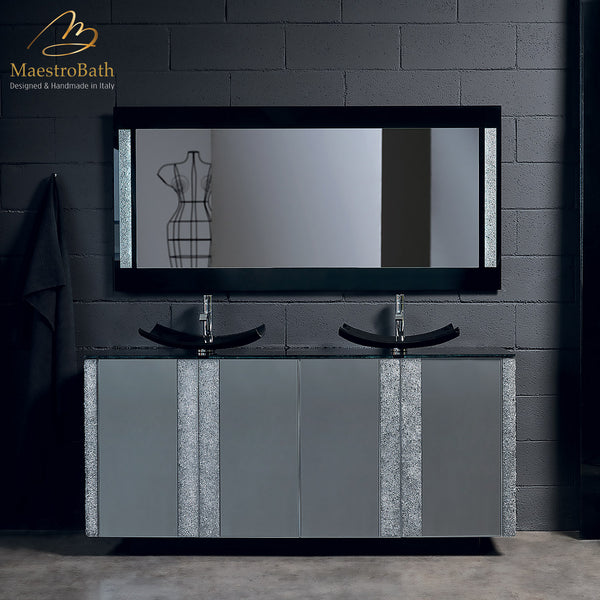 Modern Crystal Silver Bathroom Vanity #color_grey and silver