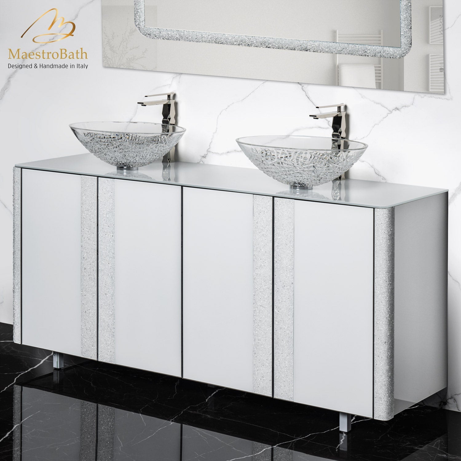 Modern Crystal Silver Bathroom Vanity #color_white