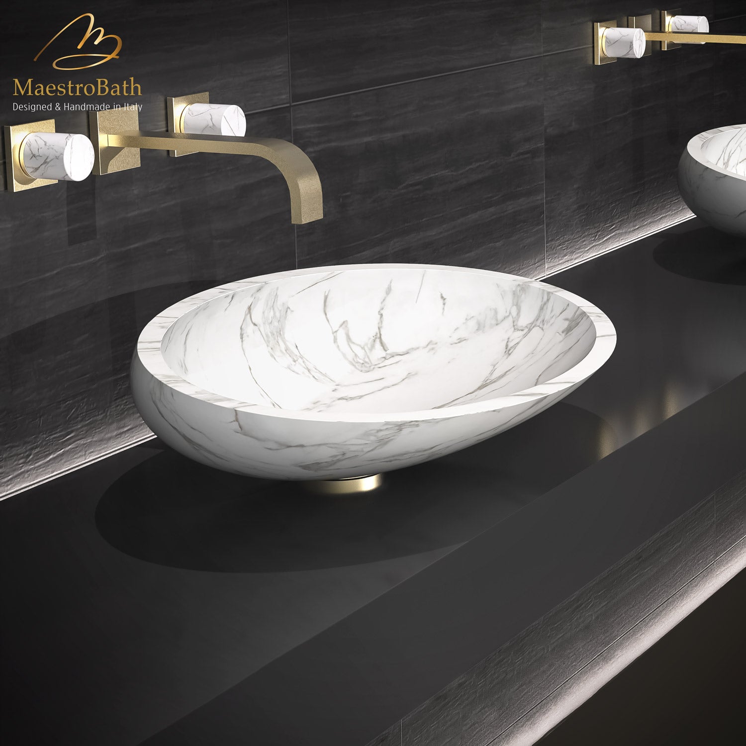 Vetrofreddo Kool Max Marble White Unique Bath Sink #color_white