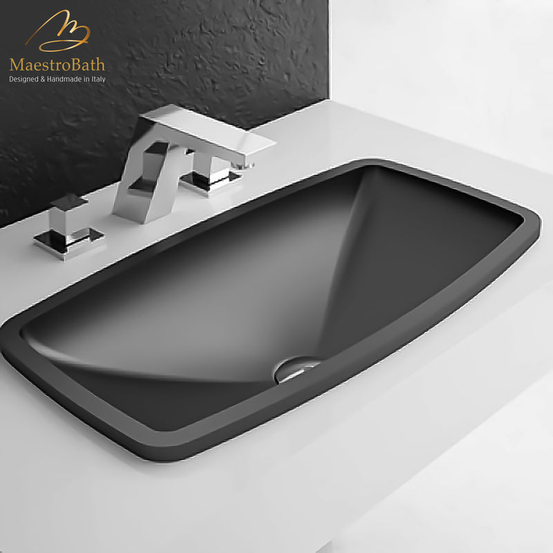 Rectangular Drop-In Bathroom Sink | Black