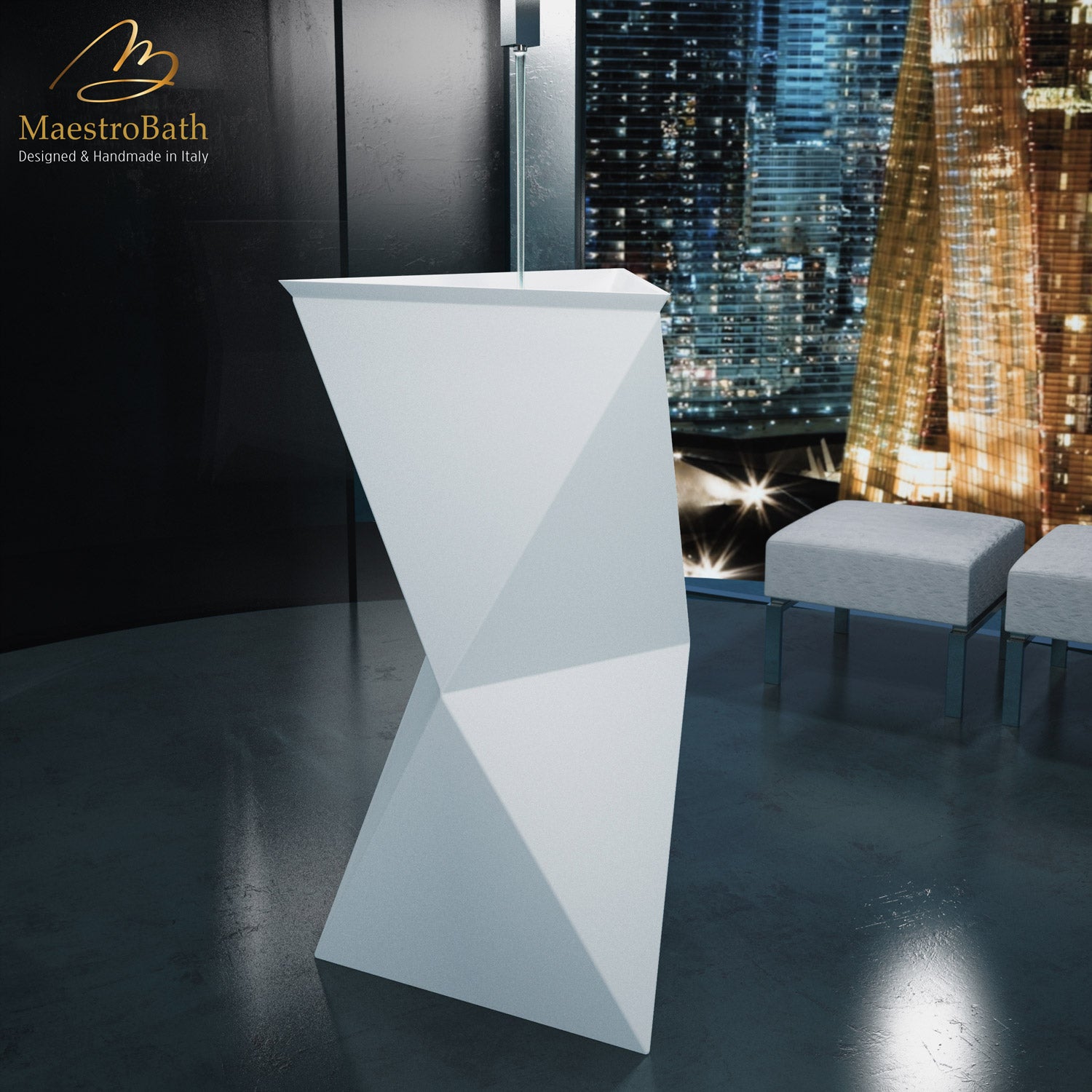 Poli Modern Pedestal Sink | White #color_white