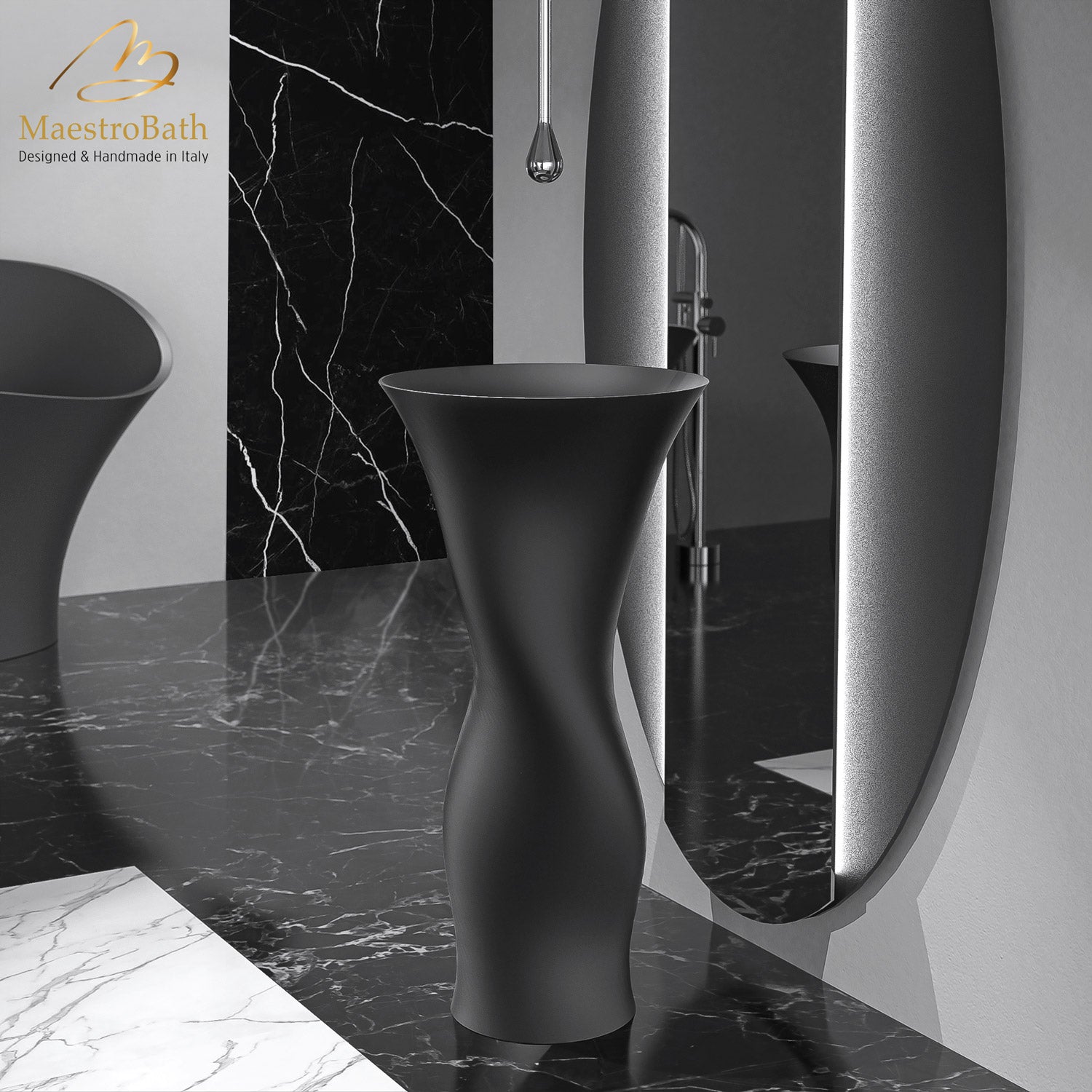 Ruffle Pedestal Sink | Black #color_black