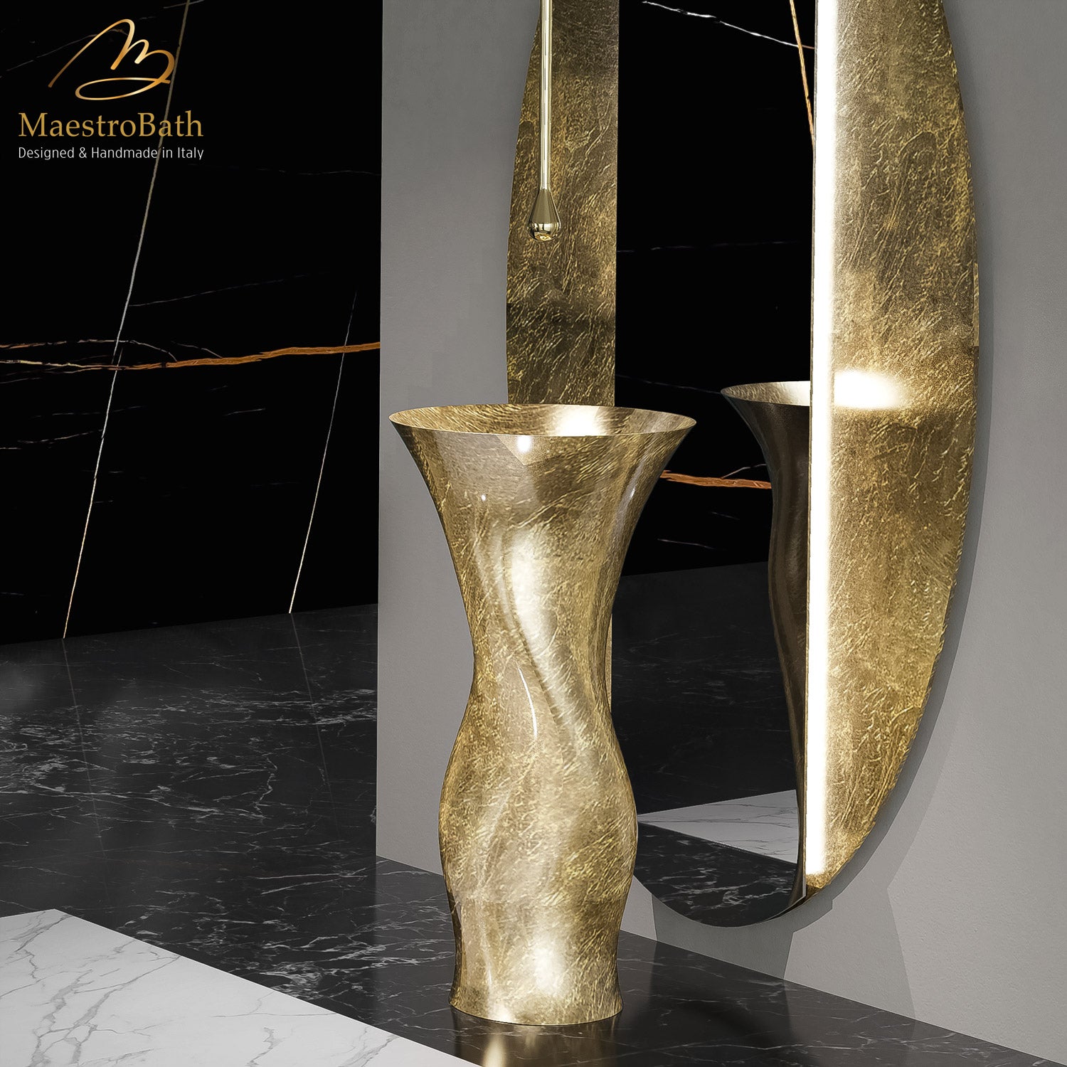 Ruffle Pedestal Sink | Gold Leaf #color_gold leaf
