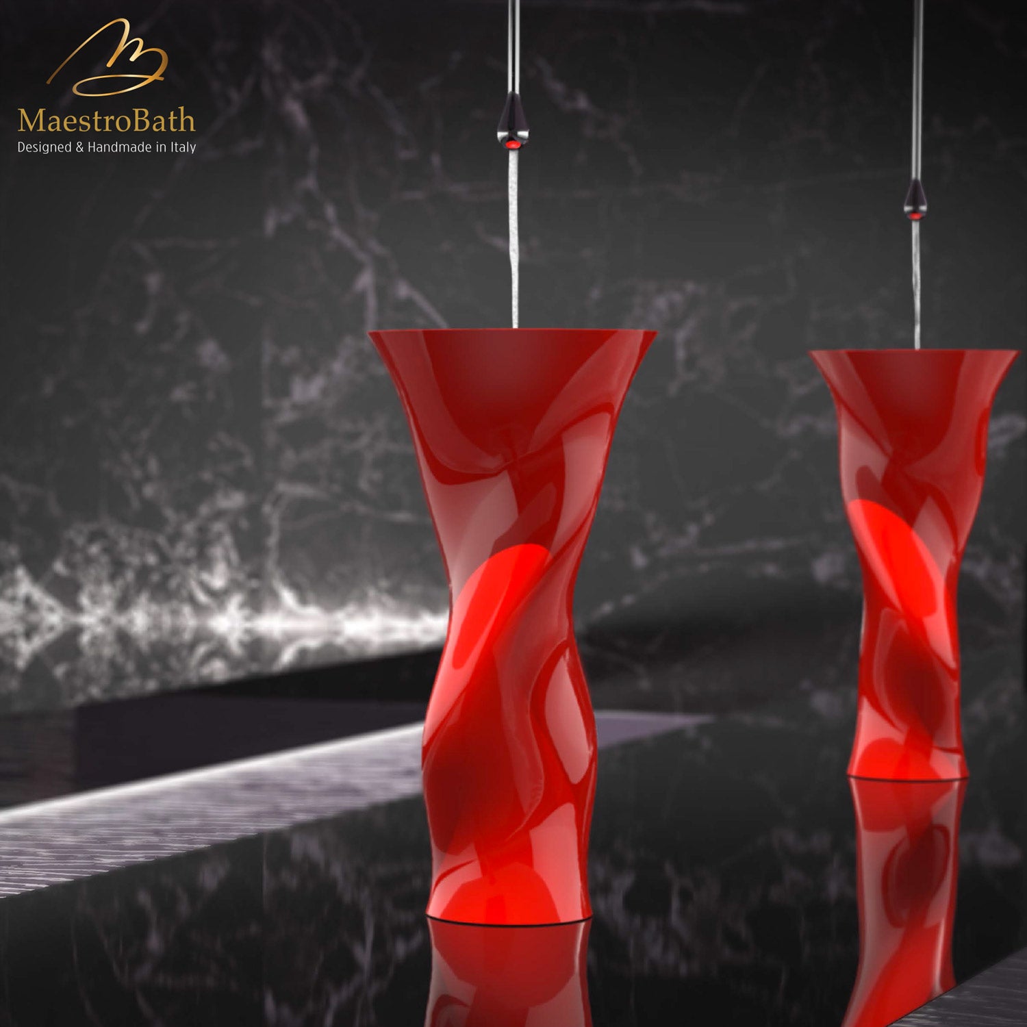 Ruffle Pedestal Sink | Red #color_red