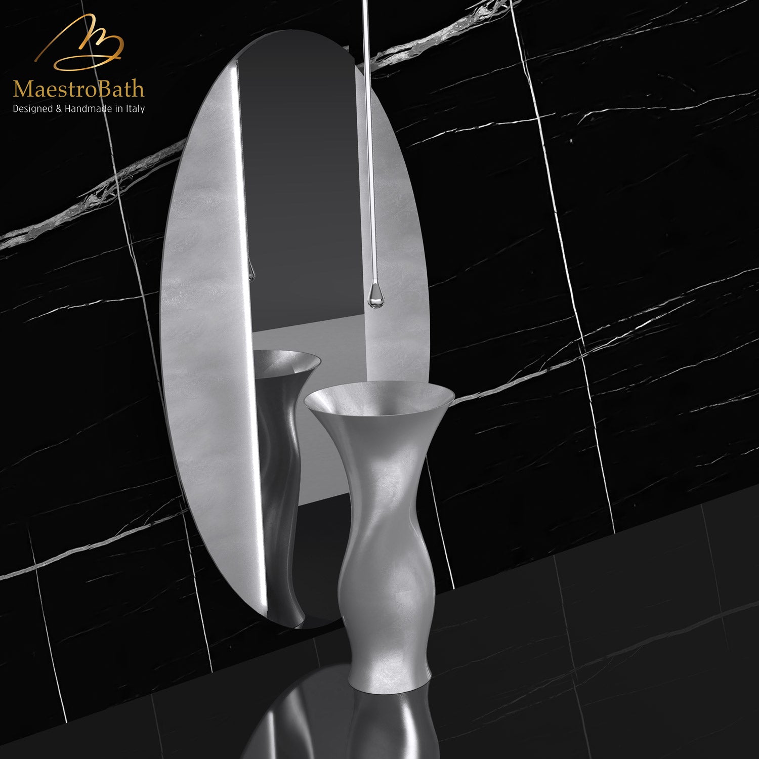 Ruffle Pedestal Sink | Silver Leaf #color_silver leaf