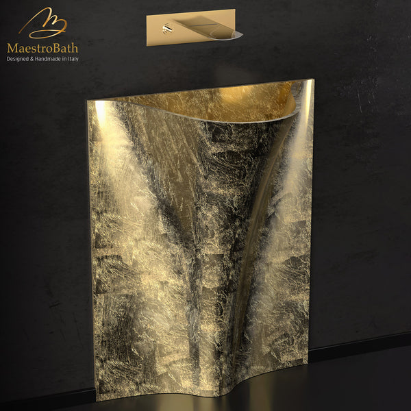 Vetrofreddo Modern Pedestal Sink | Gold Leaf #color_gold leaf