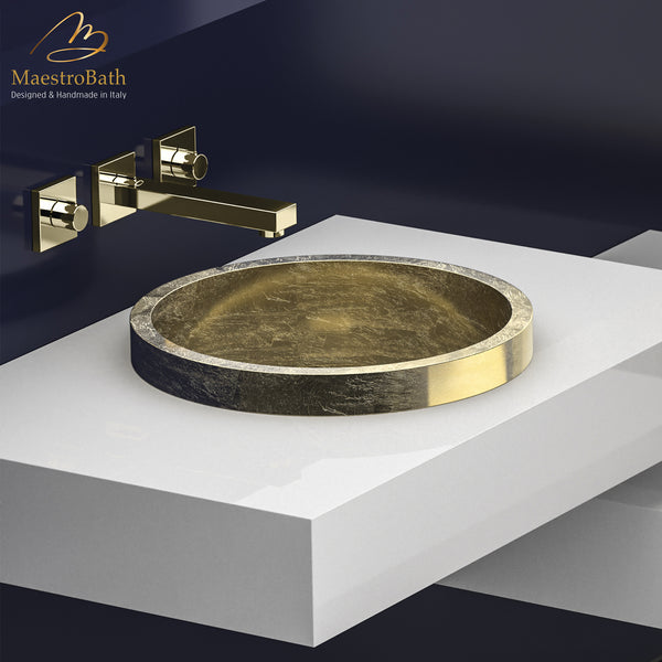 Gold Drop-In Bathroom Sink #color_gold leaf