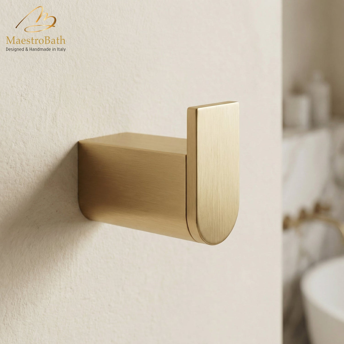 Wall mounted brass robe hook, made of solid brass #color_brushed gold