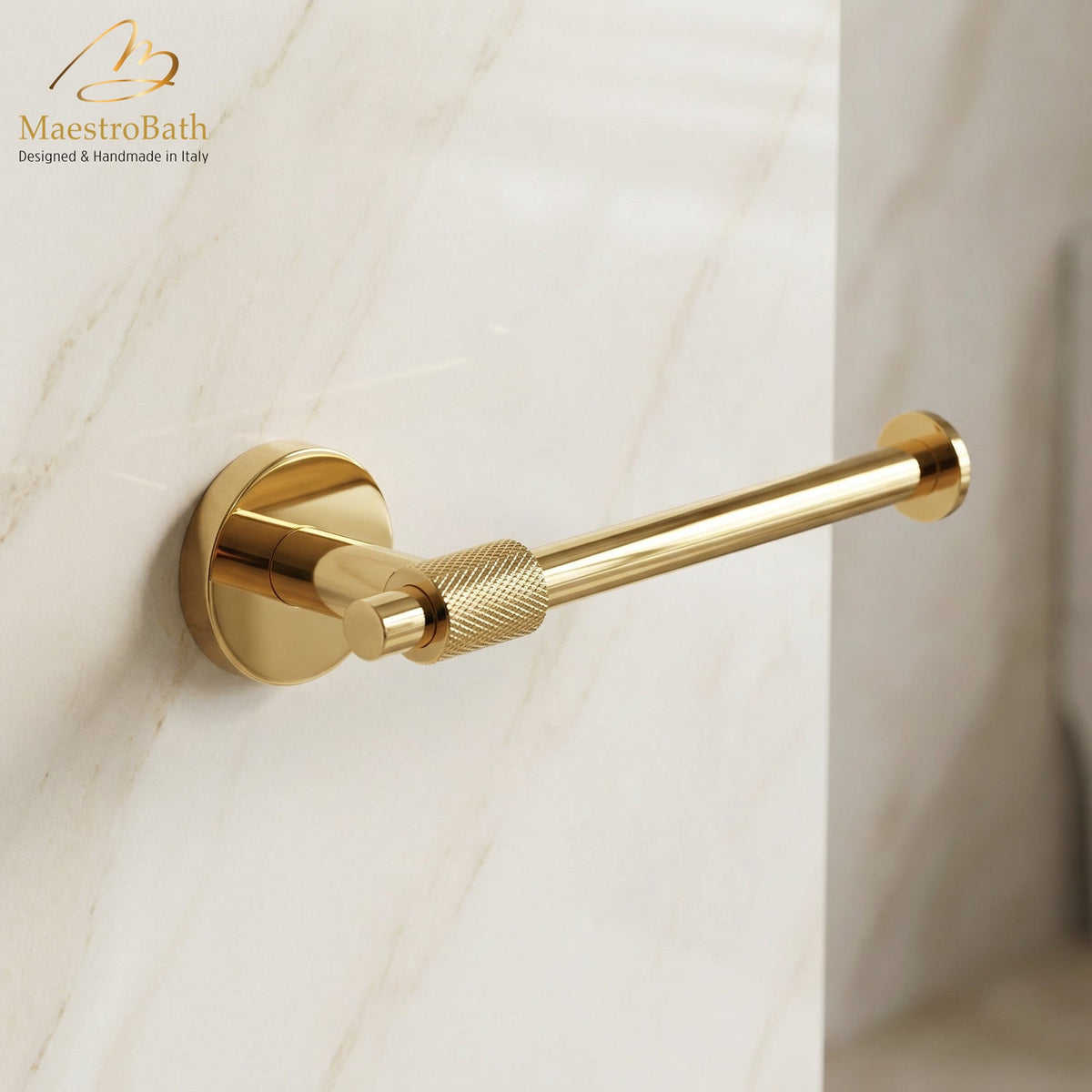 Wall mounted brass toilet paper holder, made of solid brass #color_polished gold
