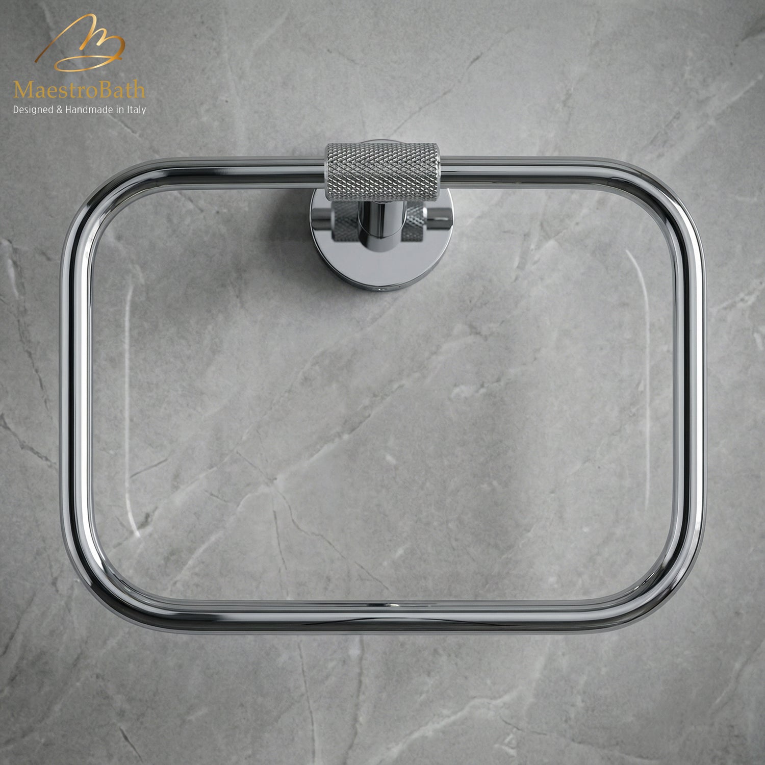 Forward Square Towel Ring #color_polished chrome