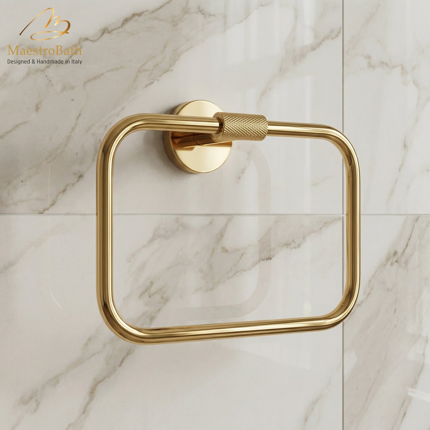 Forward Square Towel Ring #color_polished gold