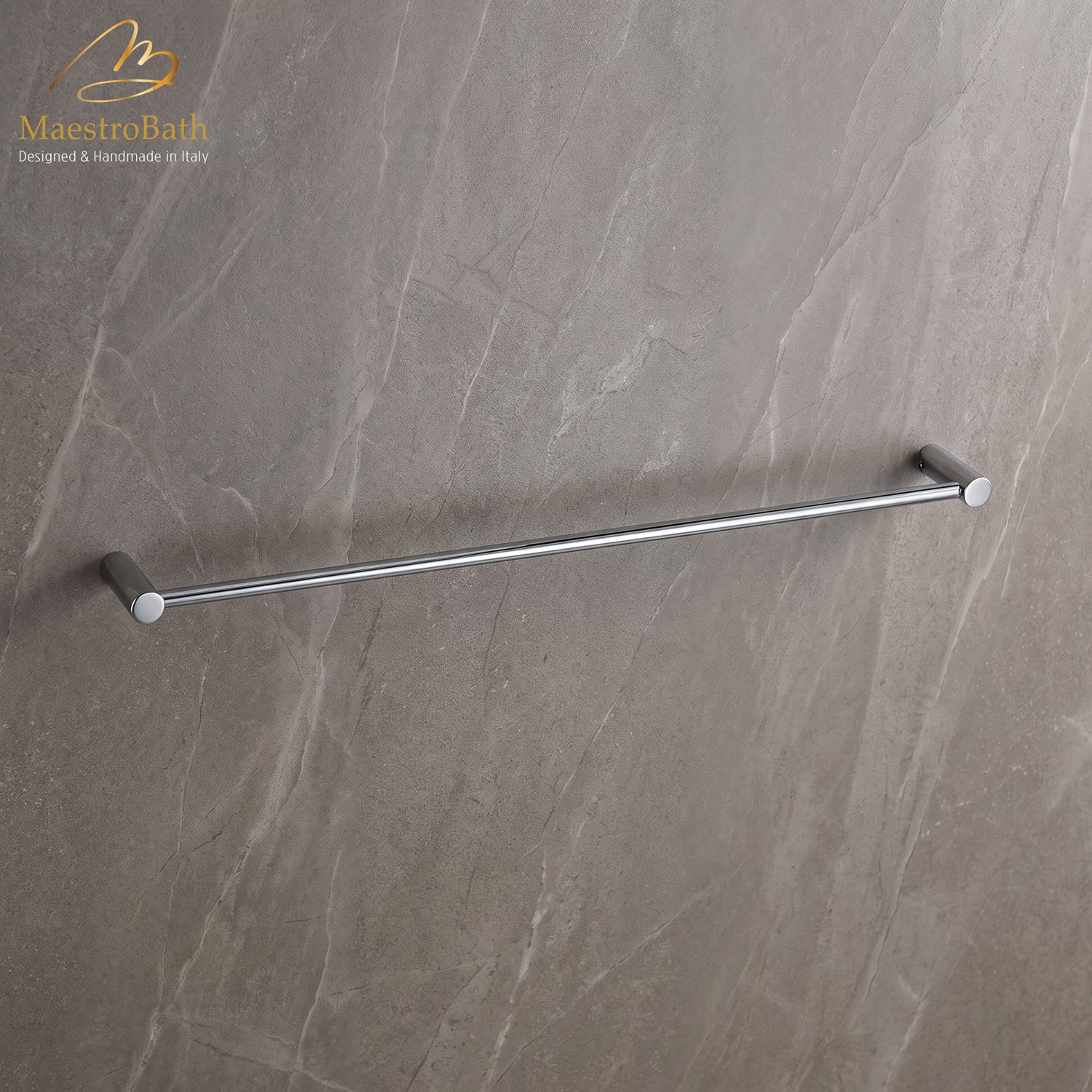 24 inch luxury towel bar in polished chrome, solid brass, from the MaestroBath Prestigio collection