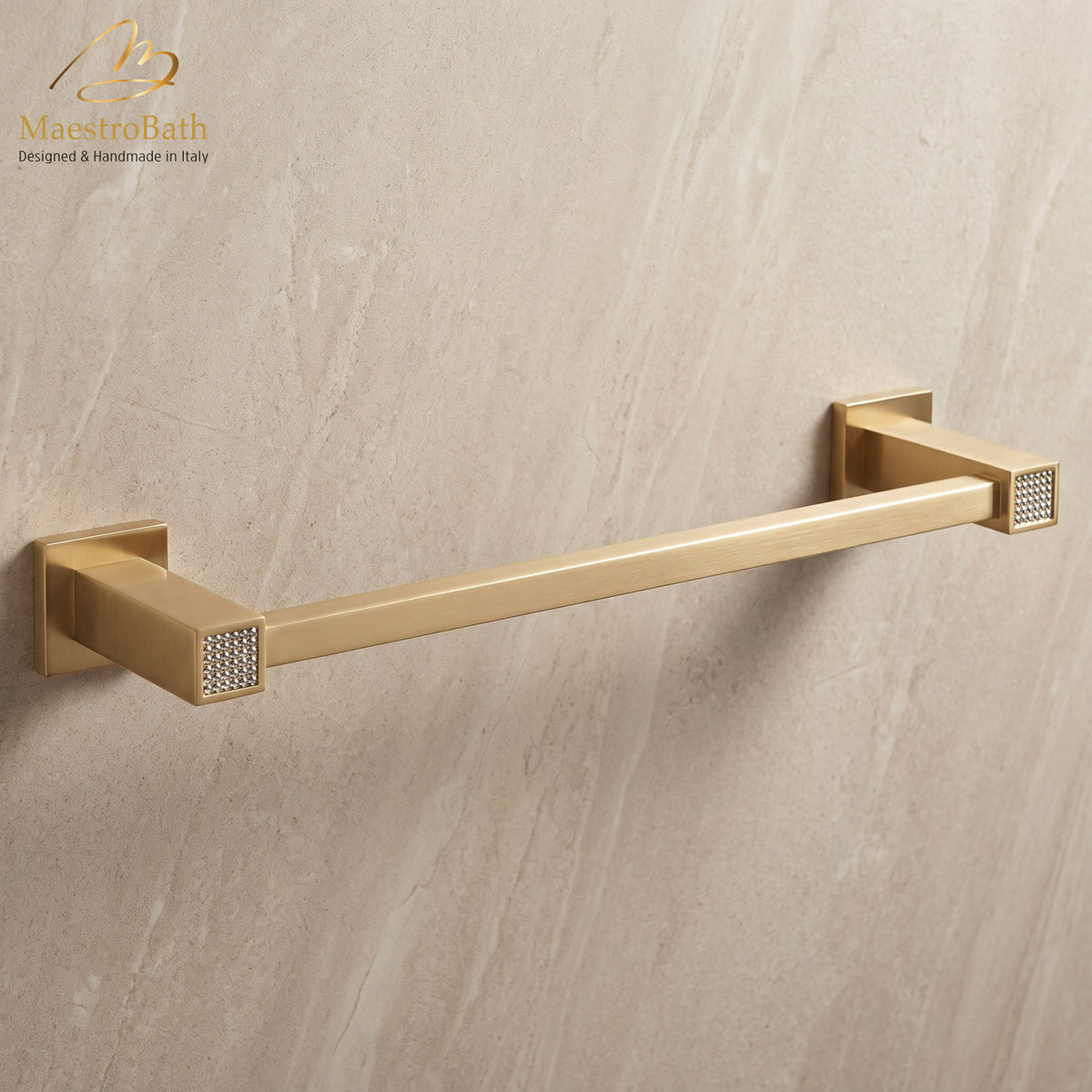 Skip Diamond 16 inch Towel Bar, 15.7 inch long and 1.5 inch deep, made of solid brass #color_Brushed Gold
