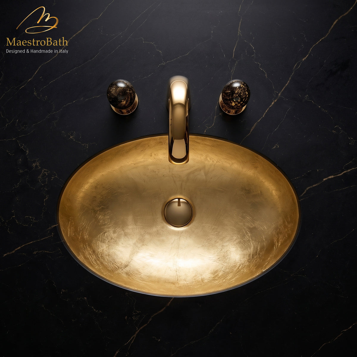 Flou Undermount Modern bathroom sink, 20 inch by 15.3 inch with a 6.2 inch basin depth #color_gold leaf