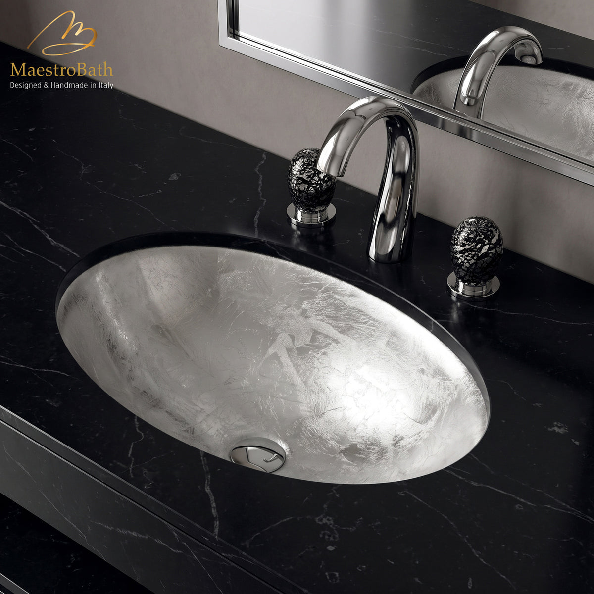Flou Undermount Modern bathroom sink #color_silver leaf