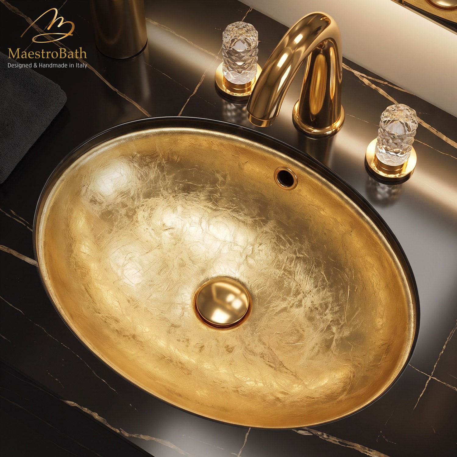 Flou Undermount Modern Bathroom Sink with Overflow, designer bathroom product handmade in Italy