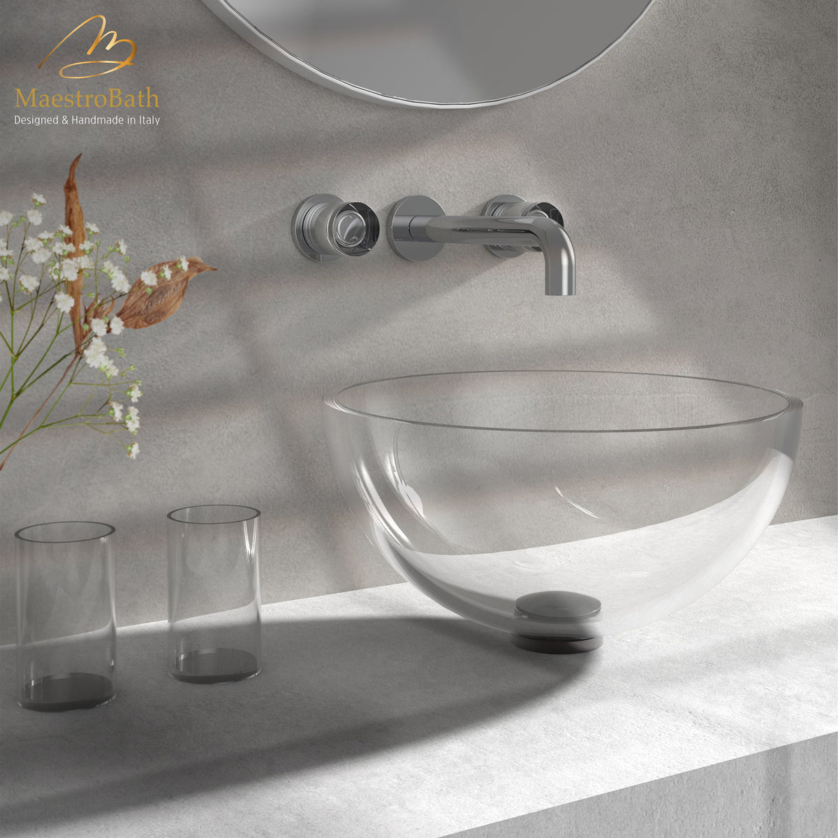 Emisfero Round Transparent Crystal Vessel Sink #color_transparent
