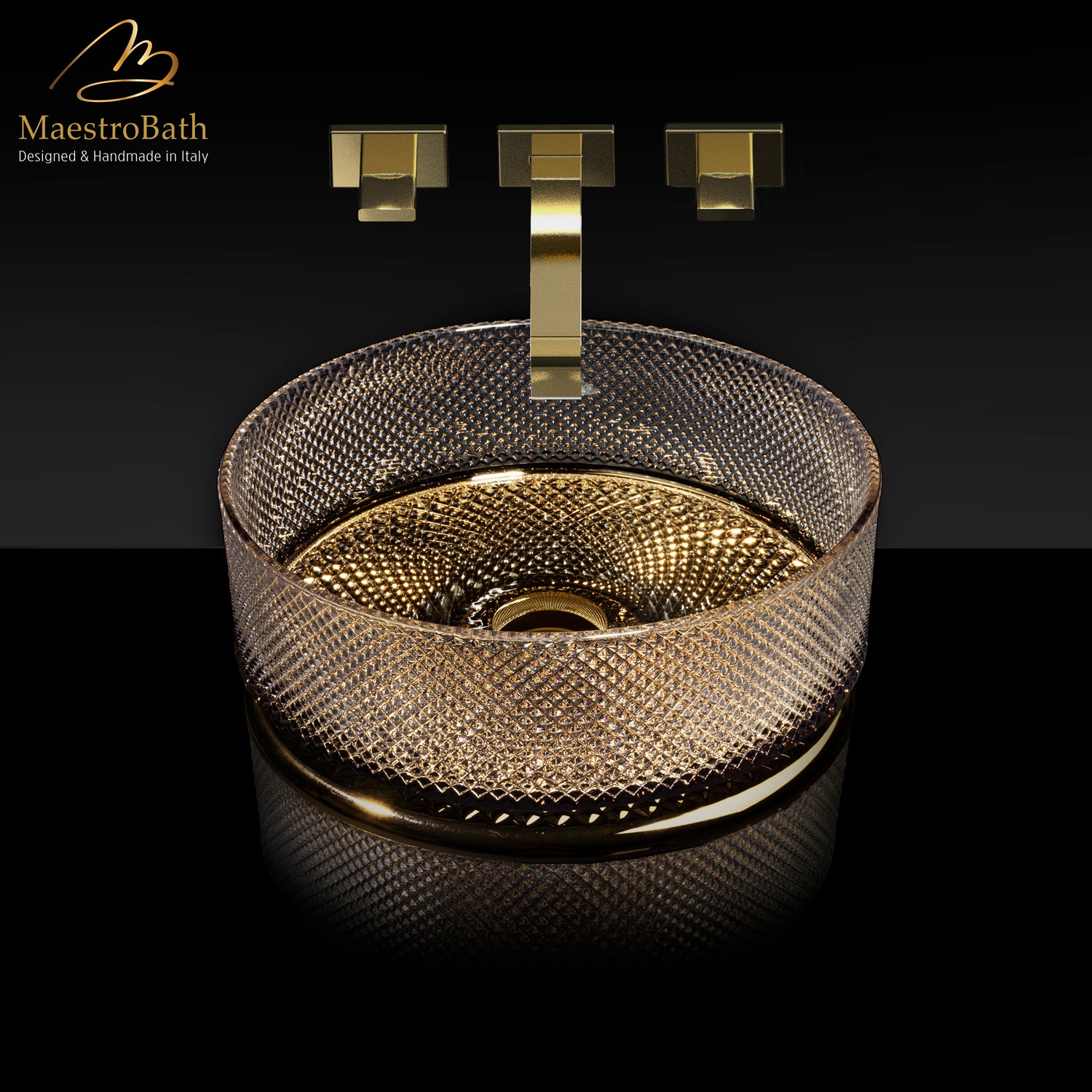 Handcrafted Crystal Bathroom Vessel Sink #color_gold