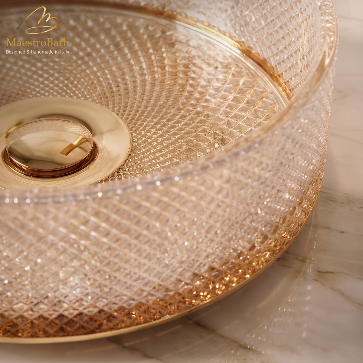 Handcrafted Crystal Bathroom Vessel Sink #color_gold