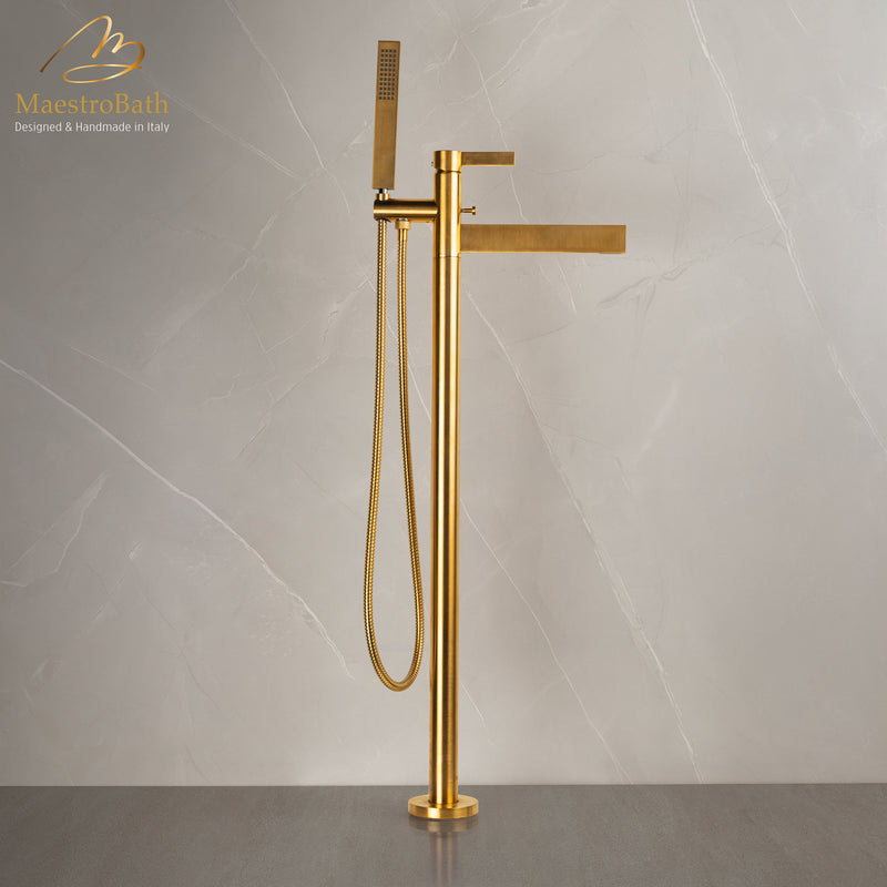 Caso Tub Filler | Brushed Gold