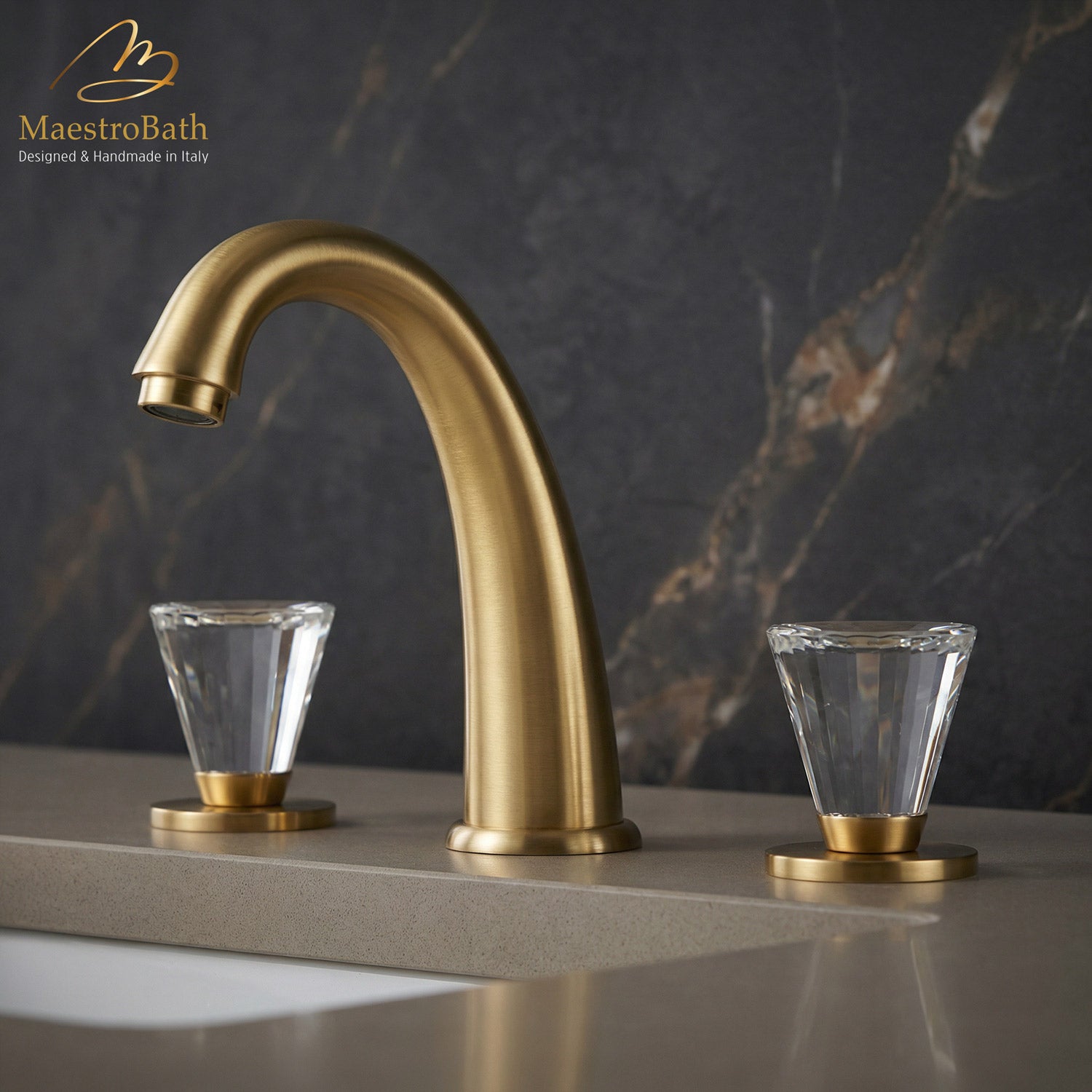 Artik 3-Hole Polished Gold Luxury Bathroom Faucet #color_brushed gold