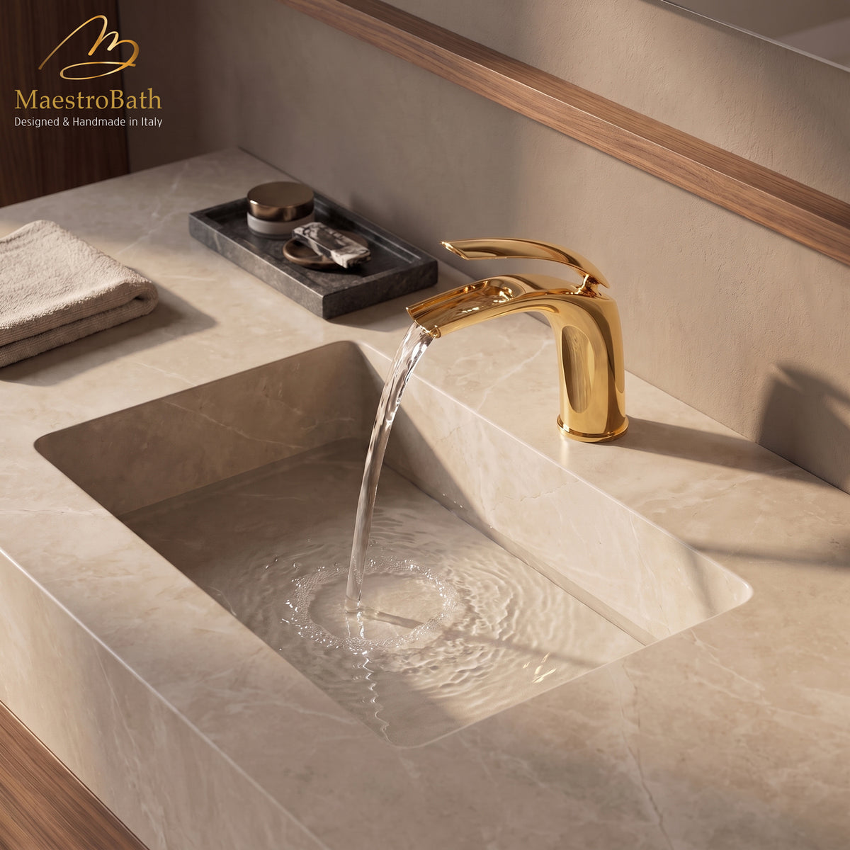 Italian Designer Vessel Sink Faucet #color_polished gold