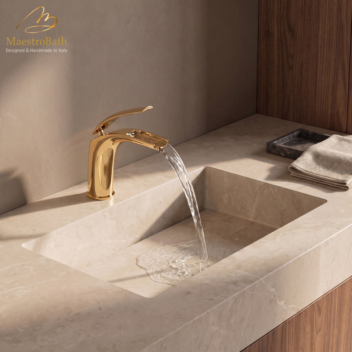Italian Designer Vessel Sink Faucet #color_polished gold
