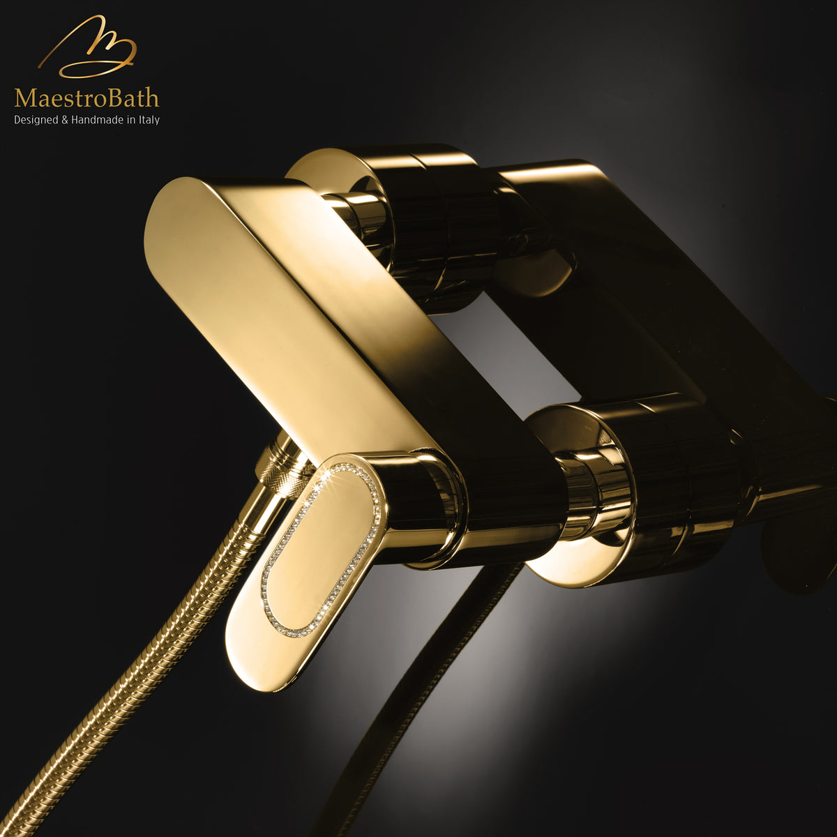 Moda Luxury Swarovski Crystal Bath Filler, with Swarovski crystal, 6.8 inch by 2.7 inch by 6.1 inch #color_polished gold