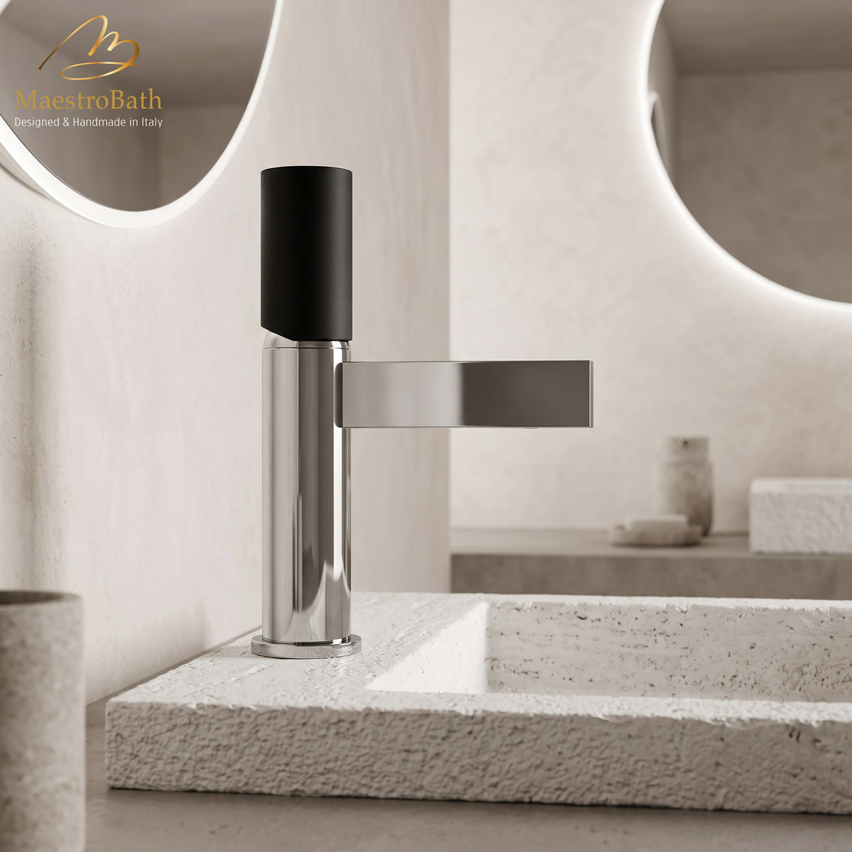 Deck mounted brass single hole bathroom faucet, with waterfall spout, 8.4 inch spout height and a 4.7 inch spout reach