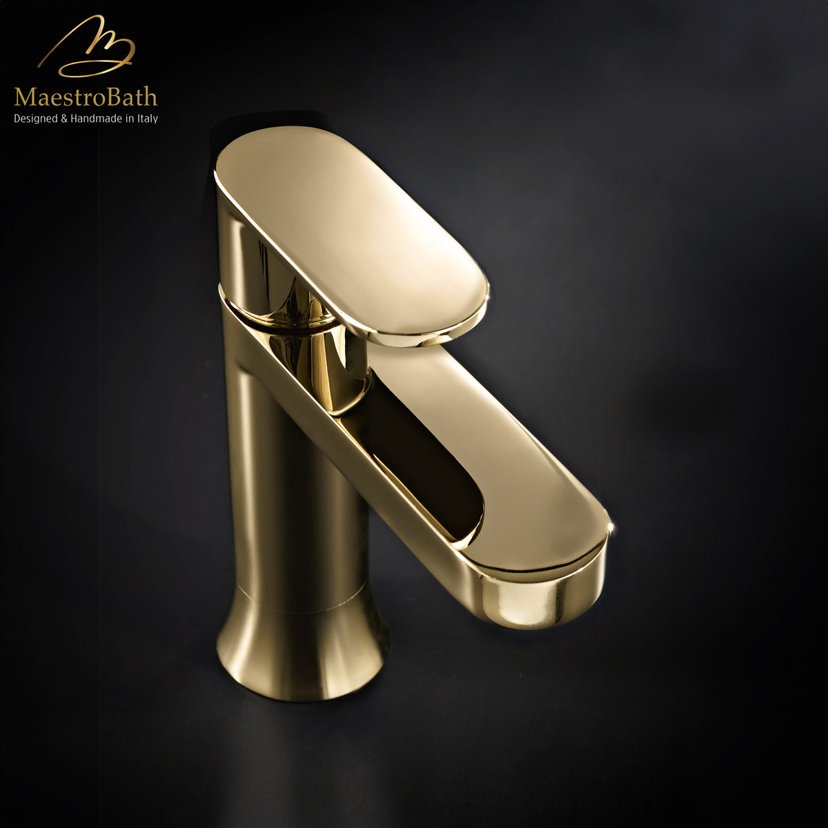 Deck mounted brass single hole bathroom faucet, 4.7 inch by 1 inch by 6.8 inch, made of lead-free brass #color_polished gold