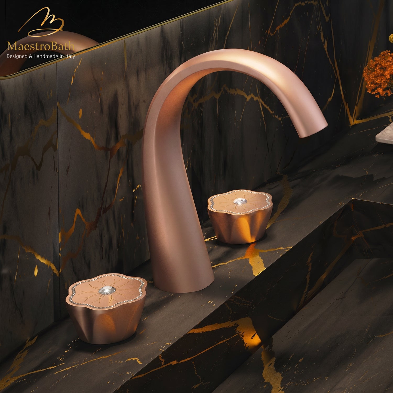CLODETTE Luxury 3-hole Bathroom Faucet #color_Matte Rose Gold