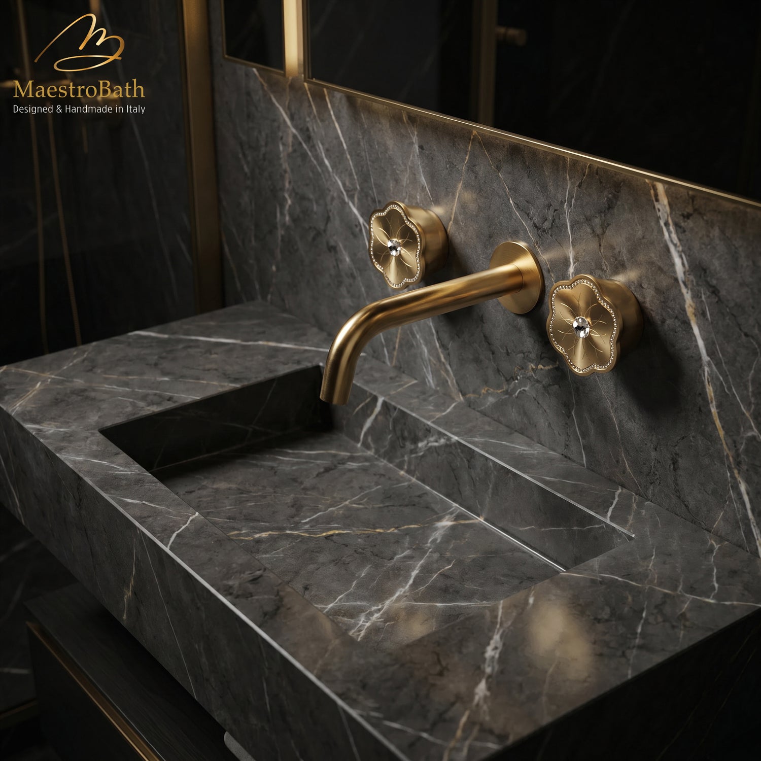 CLODETTE Luxury Wall-mount Bathroom Faucet #color_brushed gold