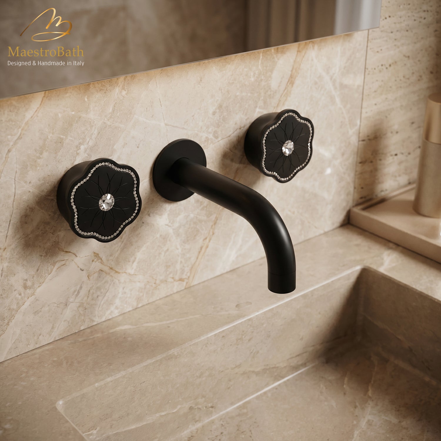 CLODETTE Luxury Wall-mount Bathroom Faucet #color_black