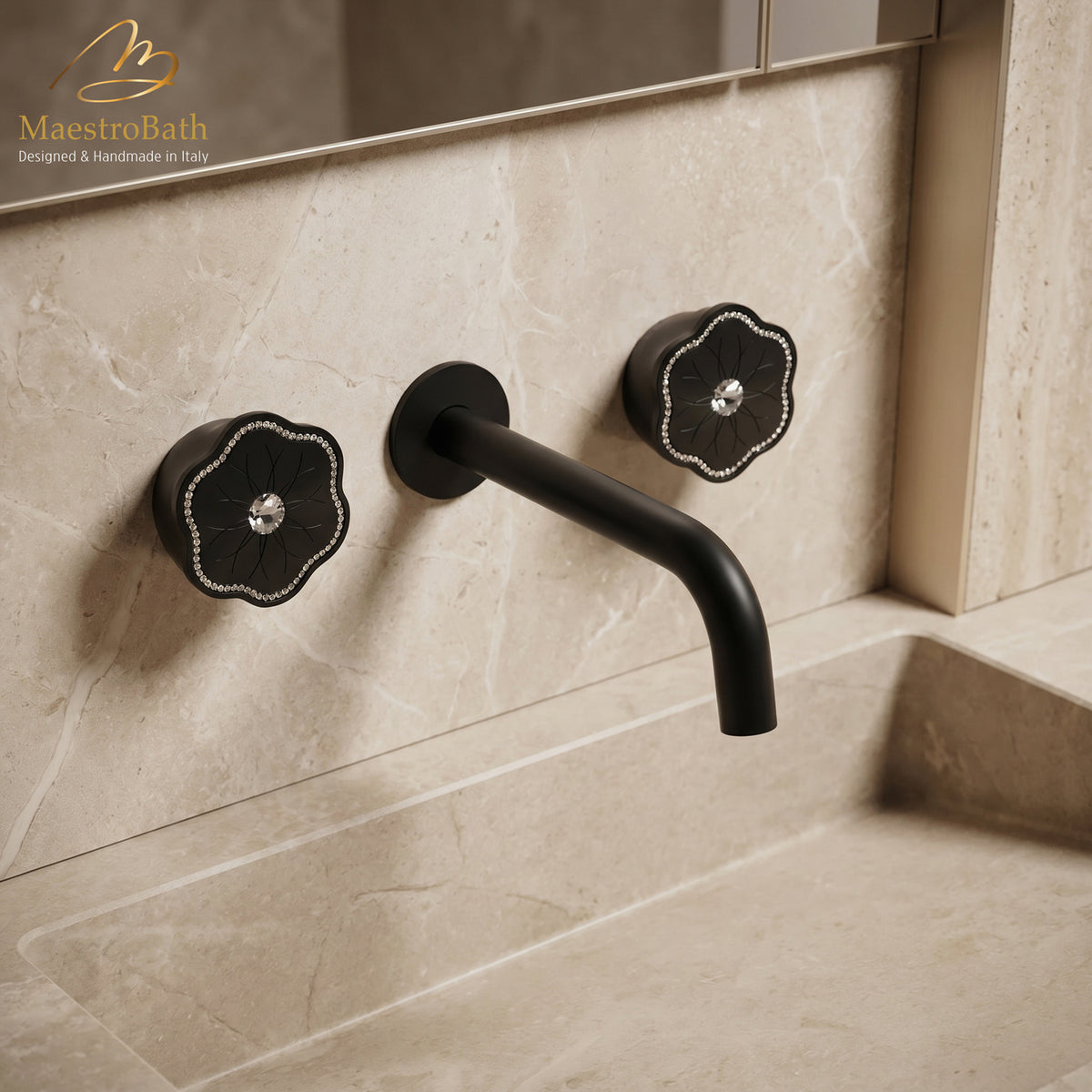 CLODETTE Luxury Wall-mount Bathroom Faucet #color_black