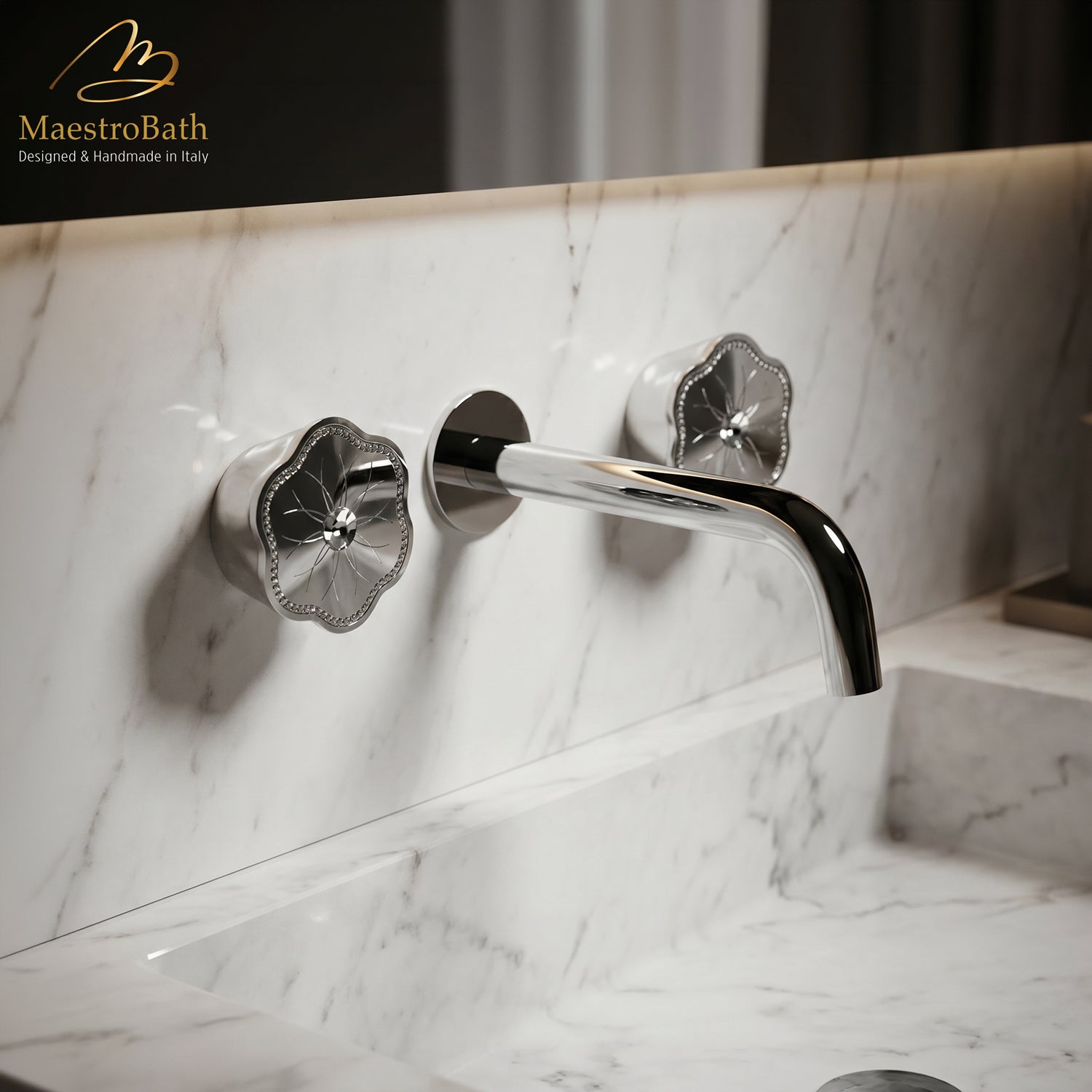 CLODETTE Luxury Wall-mount Bathroom Faucet #color_polished chrome