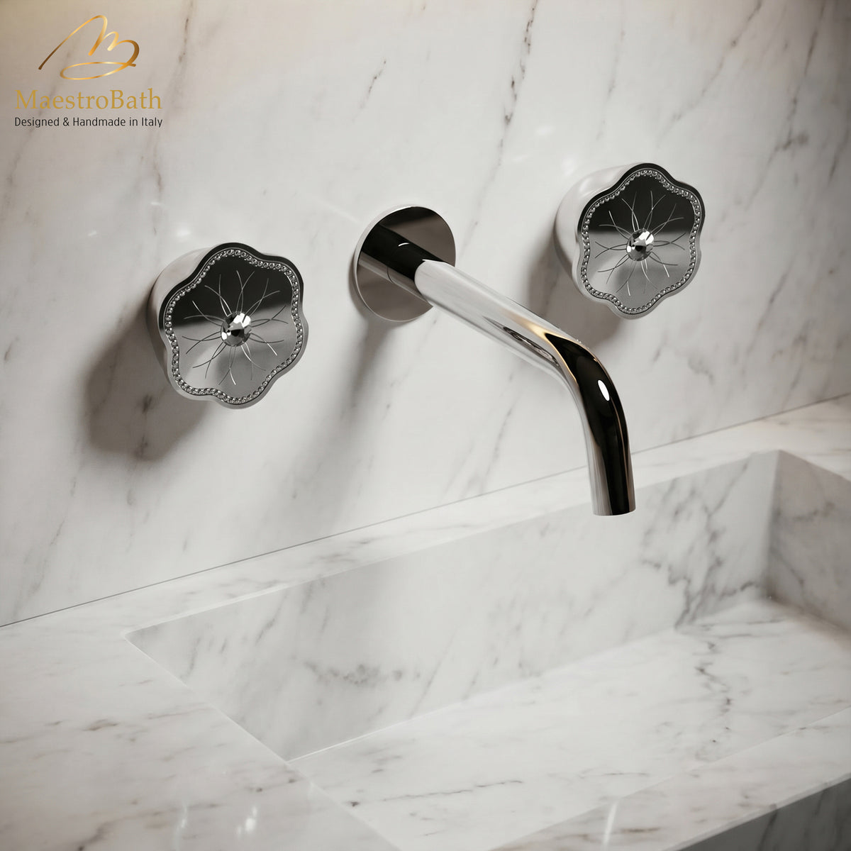 CLODETTE Luxury Wall-mount Bathroom Faucet #color_polished chrome