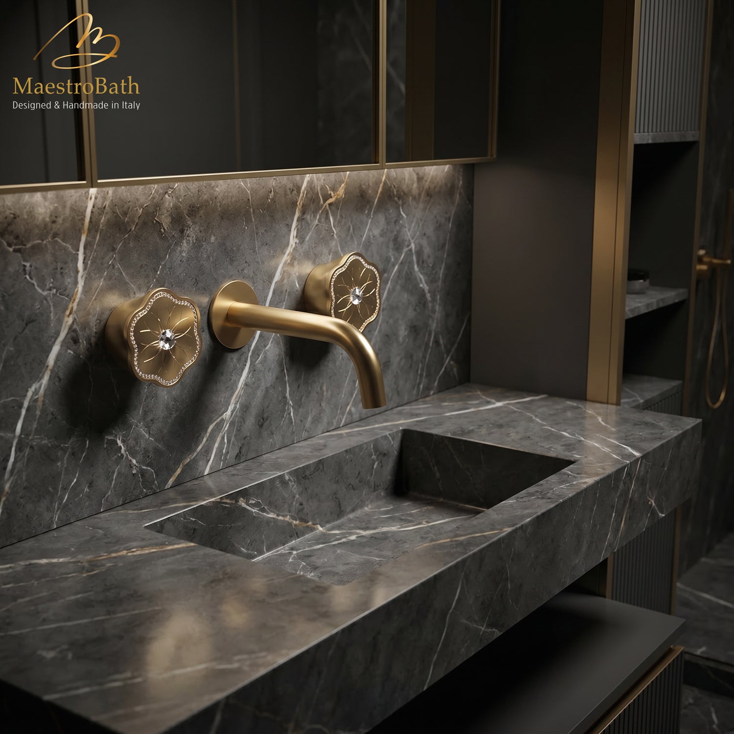 CLODETTE Luxury Wall-mount Bathroom Faucet #color_matte gold