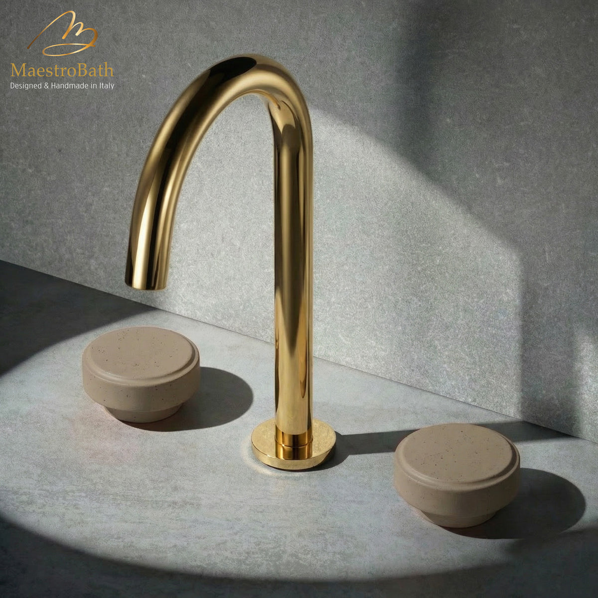 Cemento 3 Hole Bathroom Faucet by MaestroBath, Italian Lead-Free Brass craftsmanship